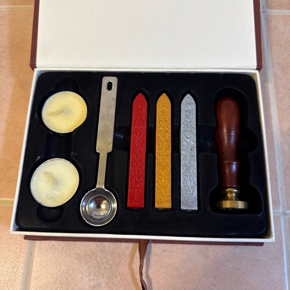 Wax Seal Kit with Wooden Handle and Colorful Wax Sticks